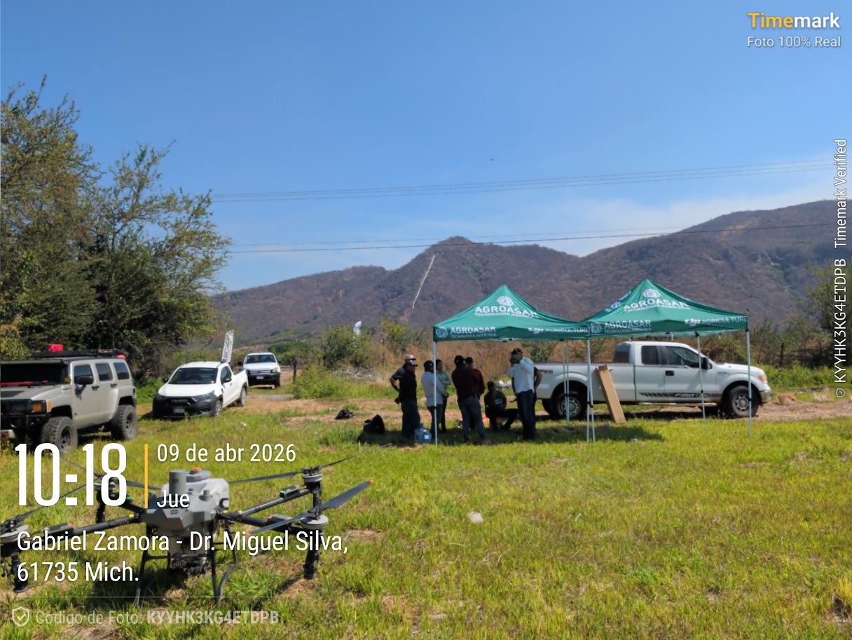 Demostración de dron agrícola Agroasar en Doctor Miguel Silva